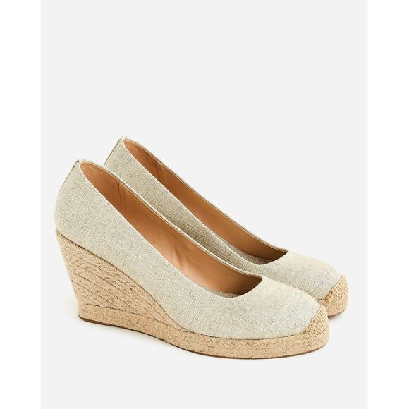J.Crew Seville Metallic Espadrille Wedges Ivory Silver - 6 Medium - Picture 1 of 2